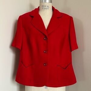 VTG 00s Red SS Blazer Jacket Tailored Structured Office Professional Plus Sz 18W
